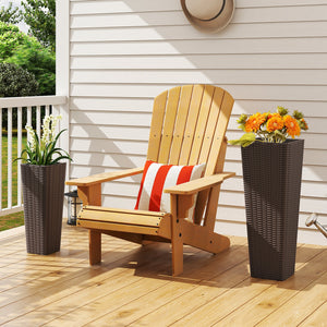 Rattan Tall Planter Set of 2 Outdoor Large Tapered Planters with Removable Inner Trays-Brown view 6