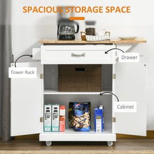 Foldable Kitchen Island with Storage Drawer, Farmhouse Rolling Utility Cart on Wheels with Drop-Leaf Wood – view 10