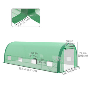 19.5' x 10' x 6.5' Upgraded Tunnel Greenhouse Green House with Mesh Door and Windows – view 2