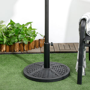 21 lbs Cement Round Market Umbrella Base Holder, 18" Heavy Duty Parasol Stand with Rattan Design for Patio, Black
