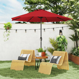 9ft Solar Patio Umbrella Outdoor Sunshade 24 LED Lights Tilt Canopy Wine Red – view 7