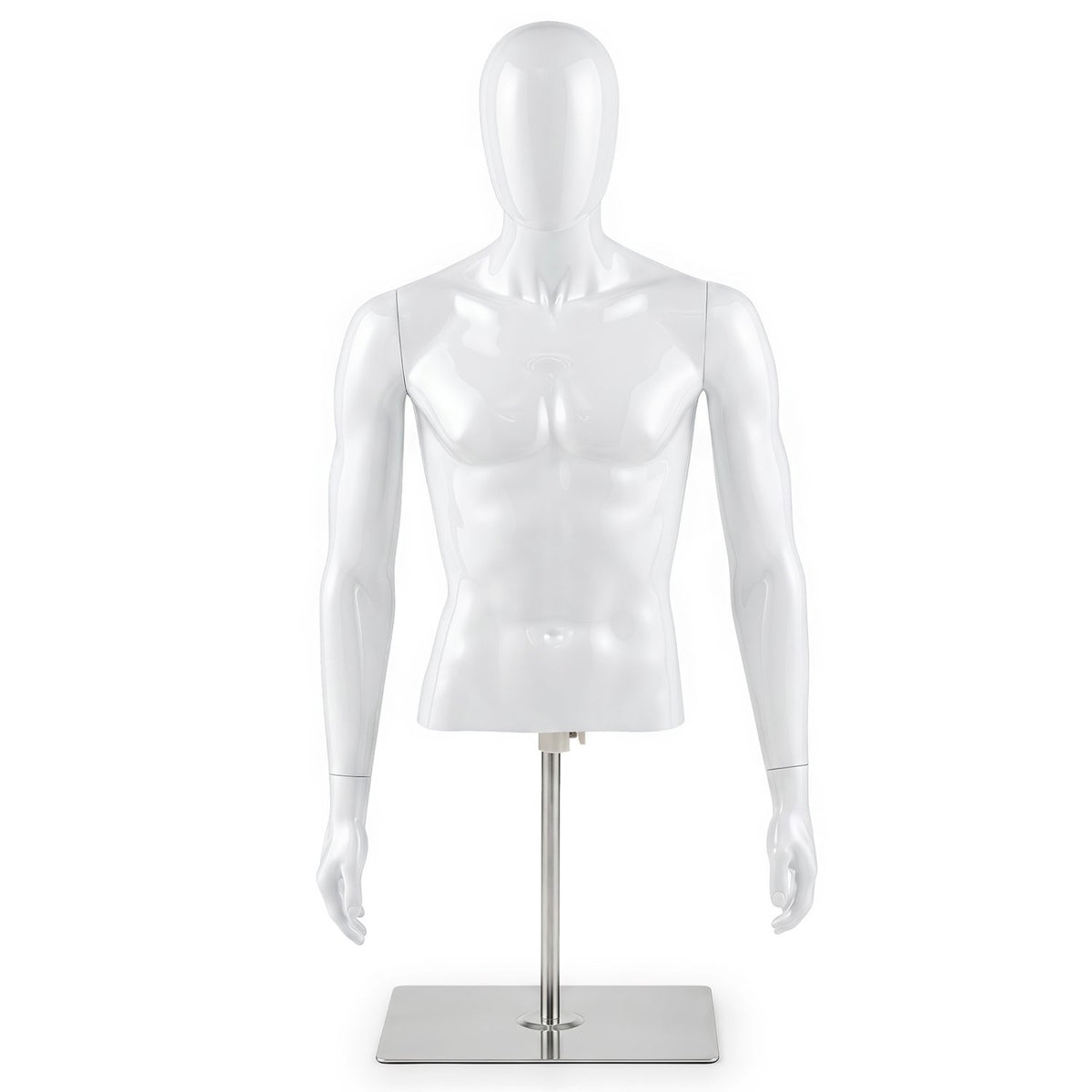 Plastic Half Body Head Turn Male Mannequin with Base