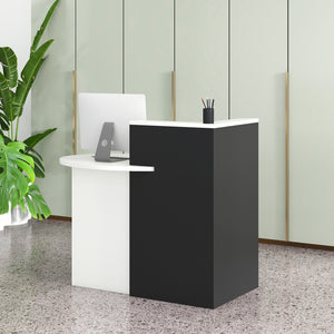 Reception Office Desk with Open Shelf and Lockable Drawer-Black view 3