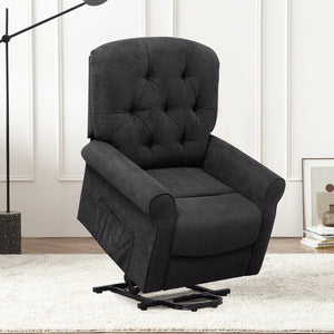 Recliner Chair Sofa for Elderly with Side Pocket and Remote Control-Black view 2