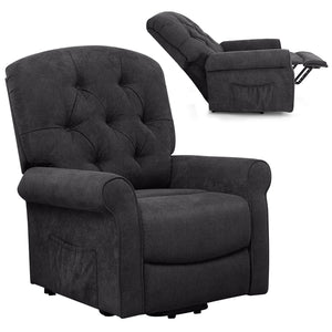 Recliner Chair Sofa for Elderly with Side Pocket and Remote Control-Black view 4