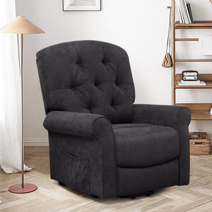 Recliner Chair Sofa for Elderly with Side Pocket and Remote Control-Black view 6
