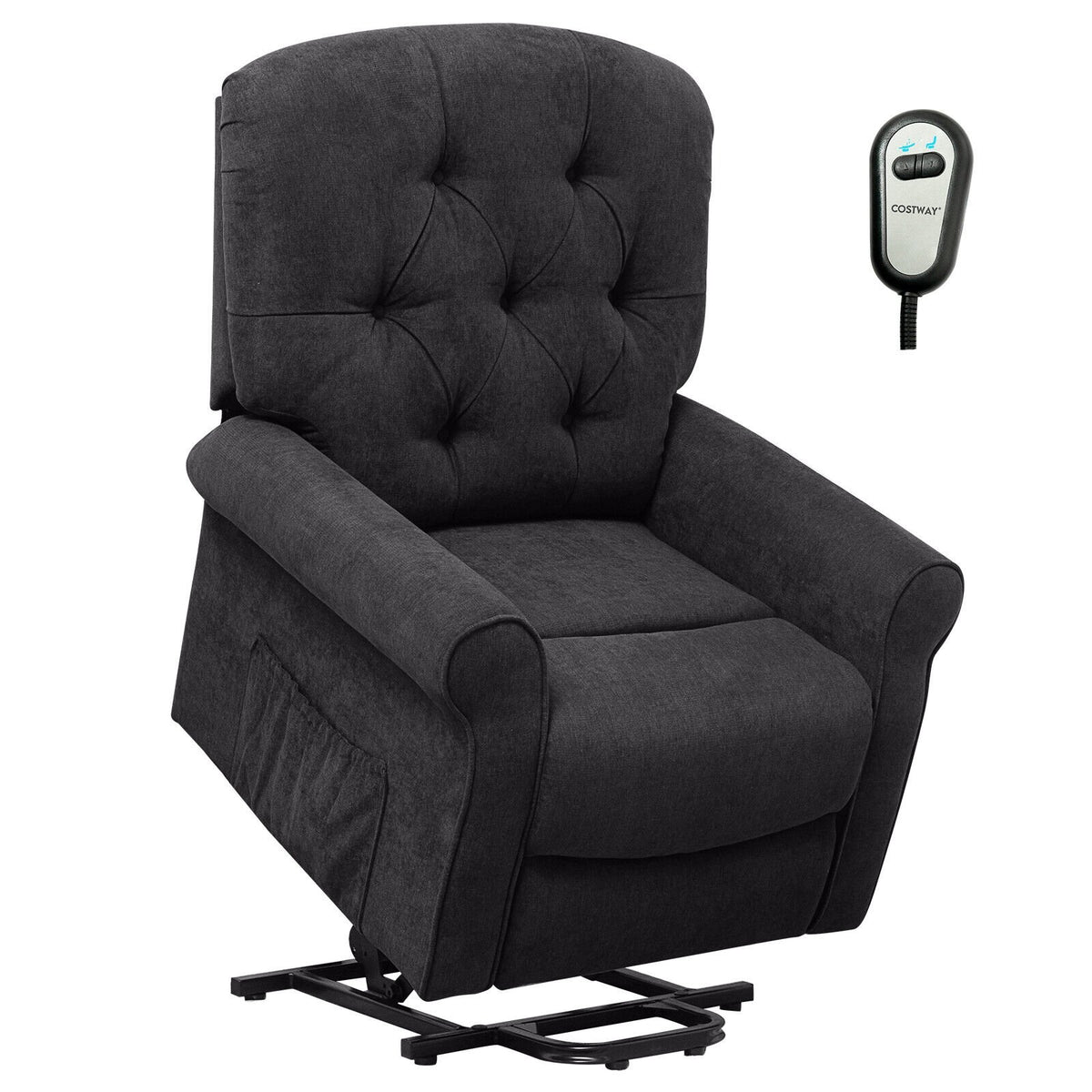 Recliner Chair Sofa for Elderly with Side Pocket and Remote Control-Black view 7