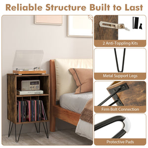 Record Player Stand with Charging Station for Living Room Bedroom-Rustic Brown view 7