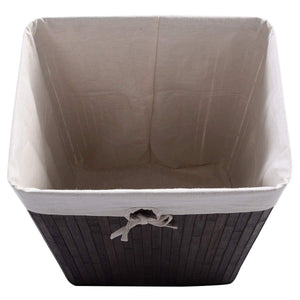 Rectangle Bamboo Hamper Laundry Basket Washing Cloth Bin Storage Bag Lid-Brown view 6