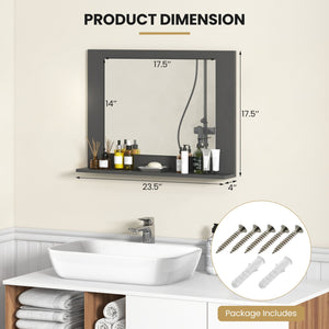 Rectangle Bathroom Mirror with Shelf 23.5 x 17.5 Inch and Wood Frame-Gray view 5
