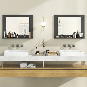 Rectangle Bathroom Mirror with Shelf 23.5 x 17.5 Inch and Wood Frame-Gray view 6
