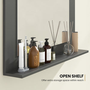 Rectangle Bathroom Mirror with Shelf 23.5 x 17.5 Inch and Wood Frame-Gray view 7
