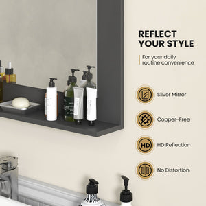 Rectangle Bathroom Mirror with Shelf 23.5 x 17.5 Inch and Wood Frame-Gray view 9