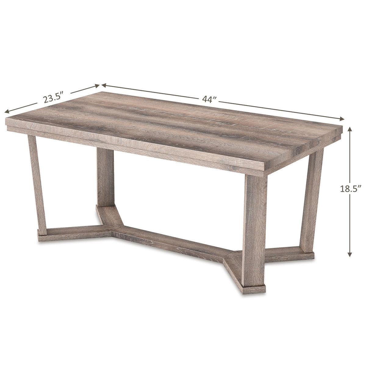 Rectangle Coffee Table Rubber Wood with Cross-Shaped Base-Gray view 2
