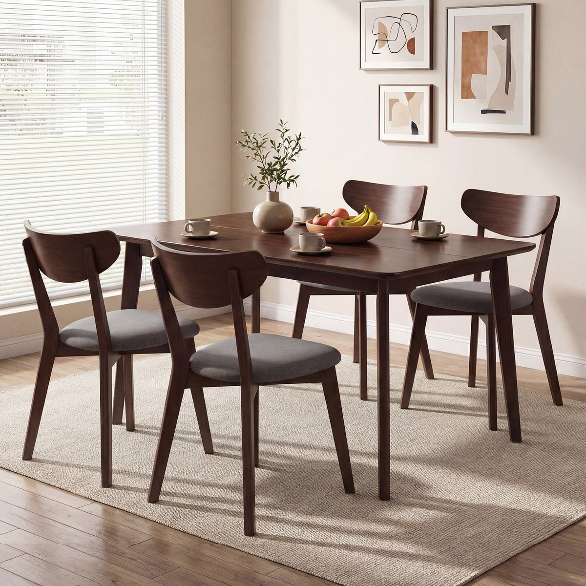 Rectangle Dining Table for 4-6 People 47 inches Kitchen Table-Walnut view 2