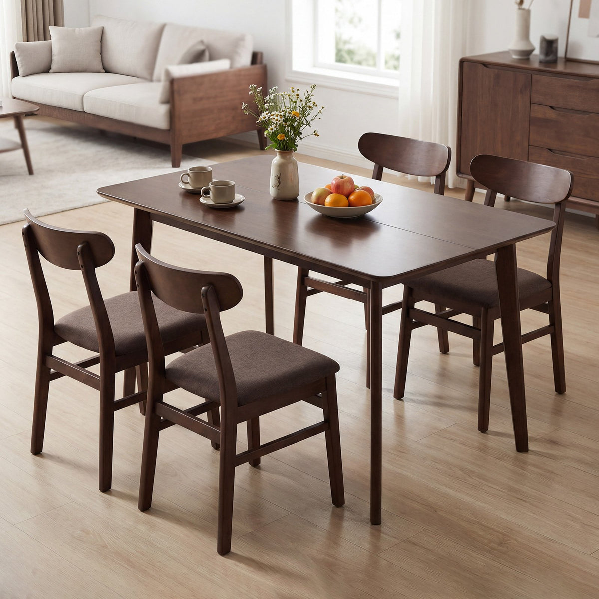 Rectangle Dining Table for 4-6 People 47 inches Kitchen Table-Walnut view 3