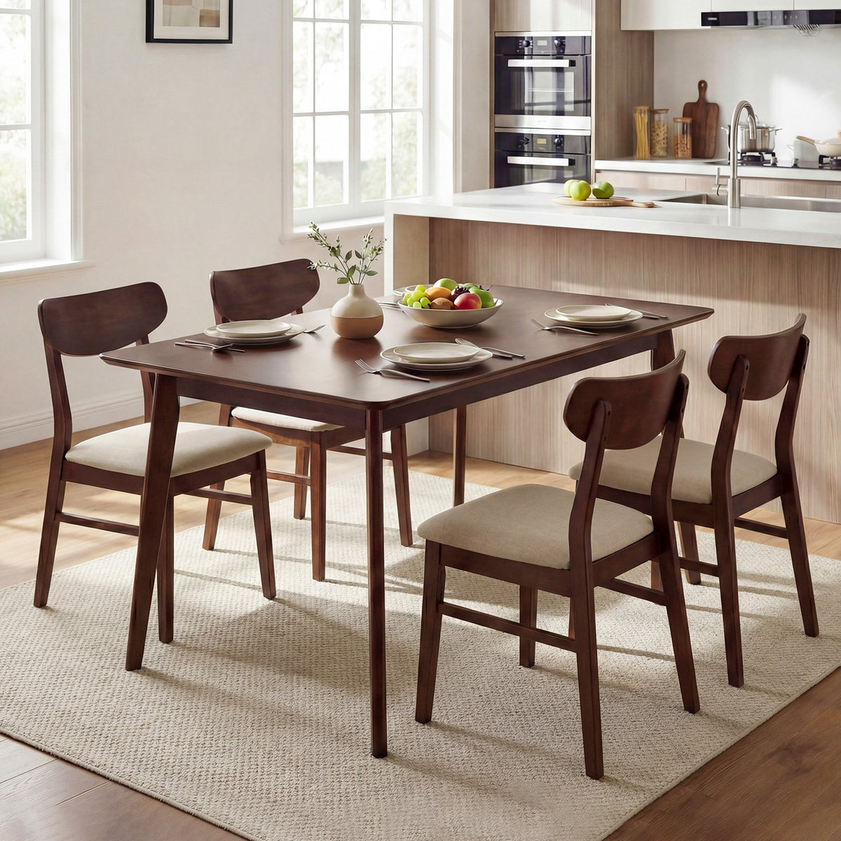 Rectangle Dining Table for 4-6 People 47 inches Kitchen Table-Walnut view 7