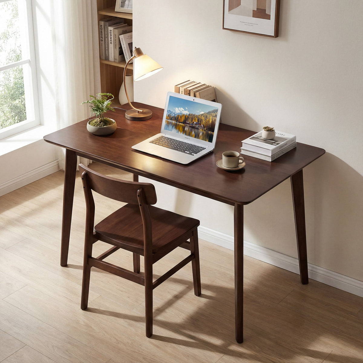 Rectangle Dining Table for 4-6 People 47 inches Kitchen Table-Walnut view 8