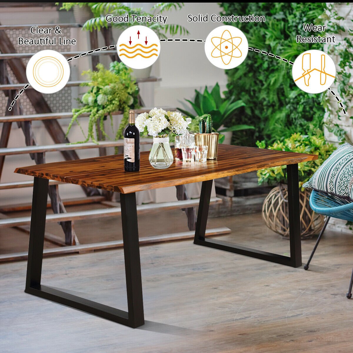 Rectangular Acacia Wood Dining Table view 3