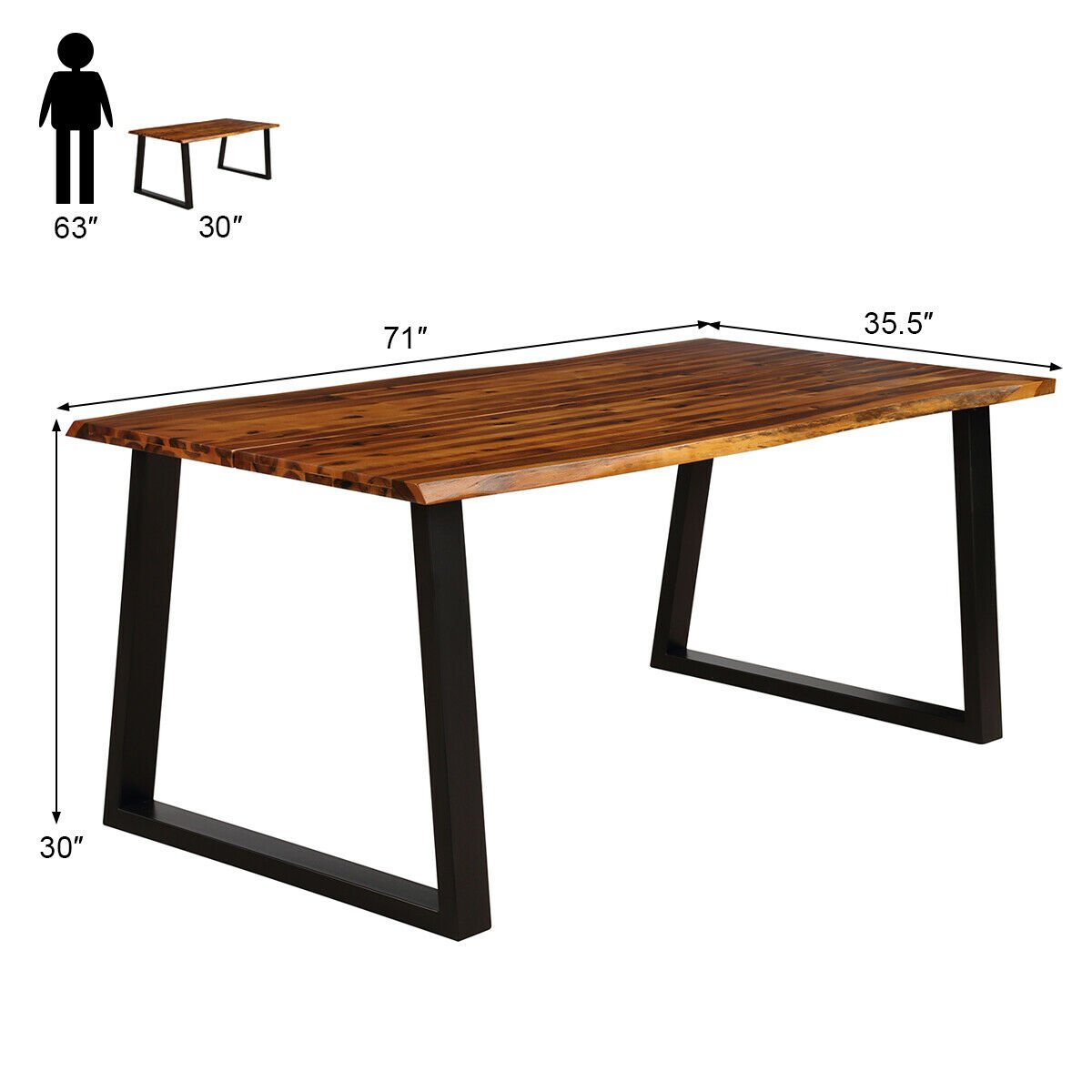 Rectangular Acacia Wood Dining Table view 4