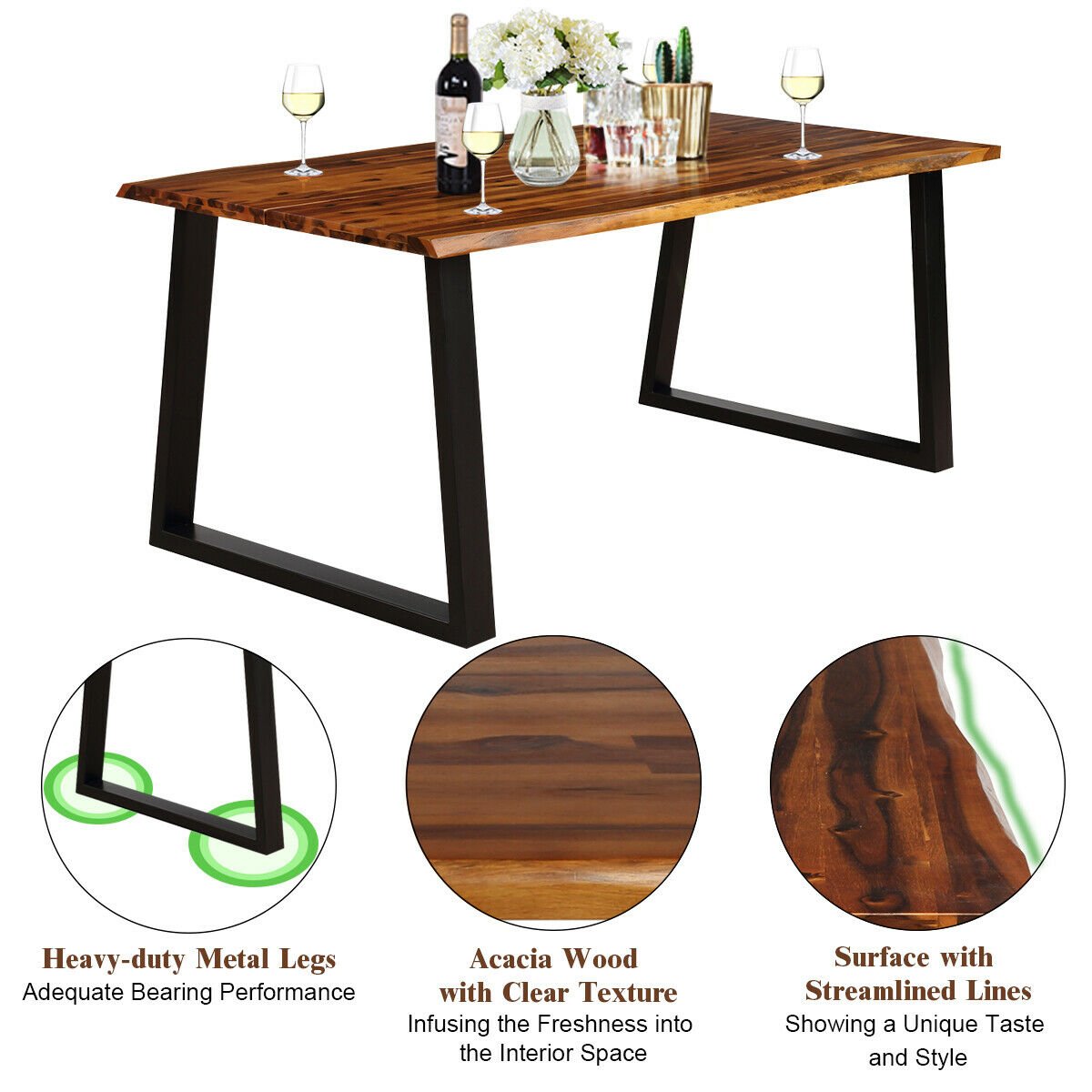 Rectangular Acacia Wood Dining Table view 5