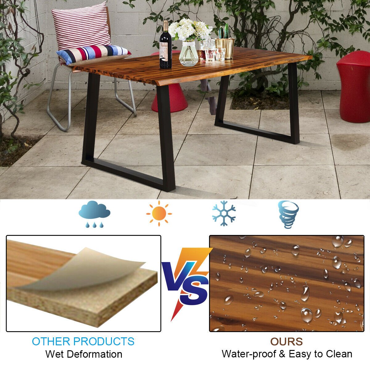 Rectangular Acacia Wood Dining Table view 9