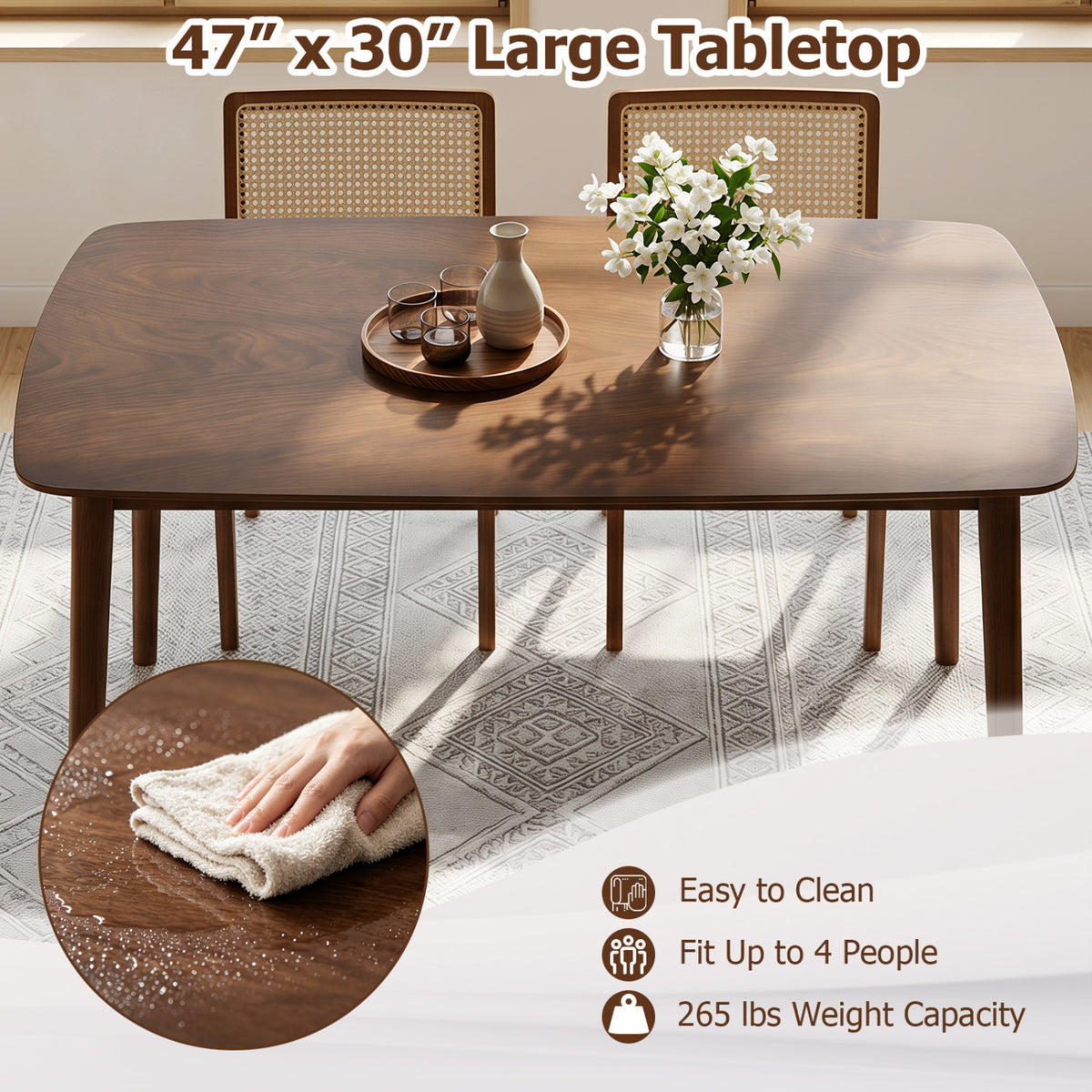 Rectangular Kitchen Table for Living Room Breakfast Nook-Coffee view 6