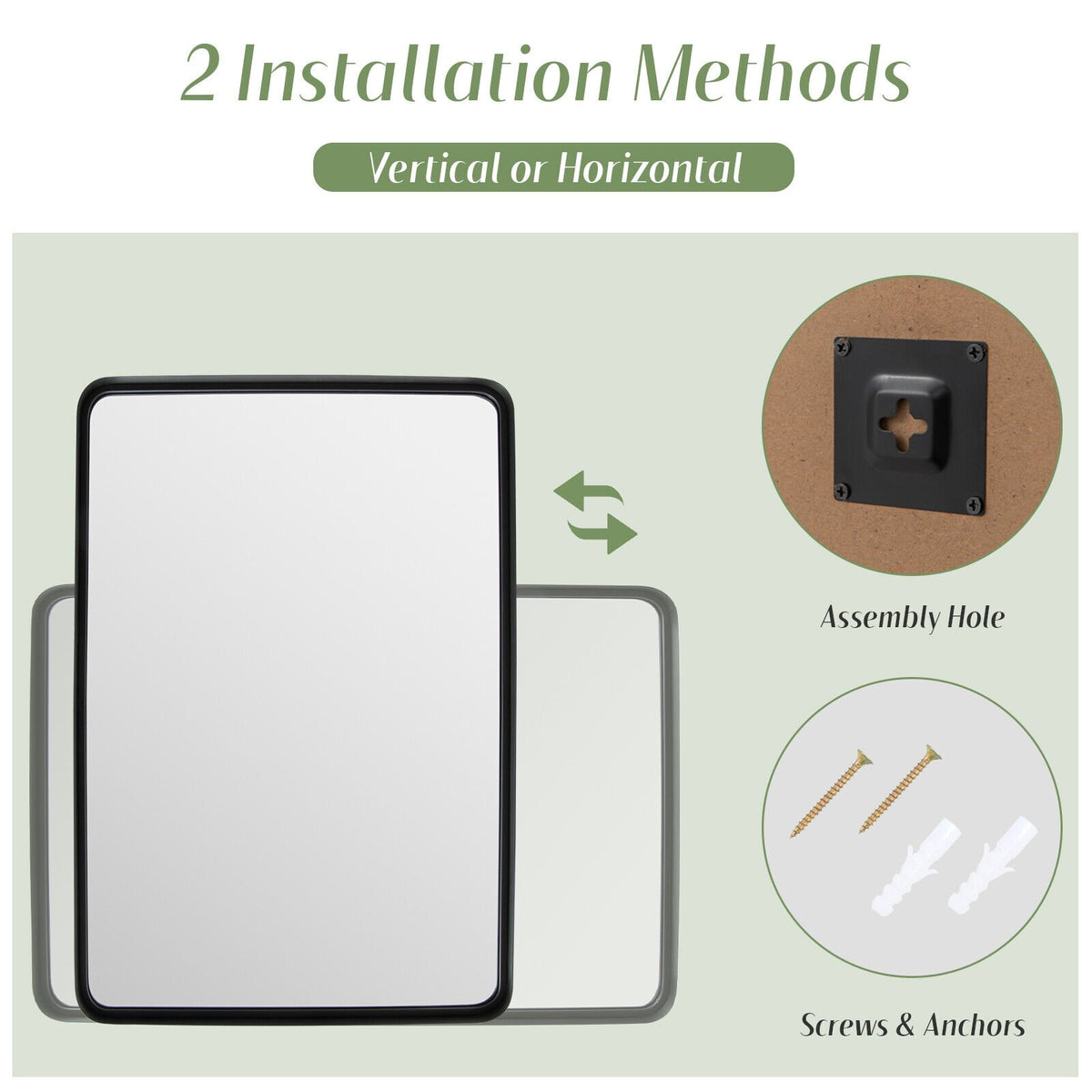 Rectangular Wall Mount Bathroom Mirror with Solid Steel Frame-L view 5