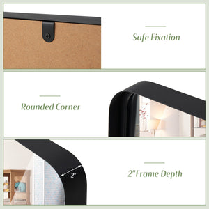 Rectangular Wall Mount Bathroom Mirror with Solid Steel Frame-L view 9