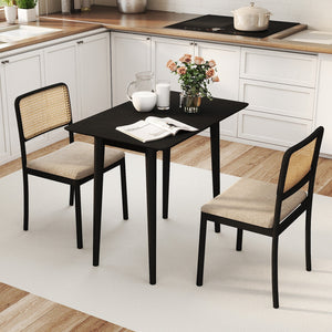 Rectangular Wooden Dining Table for 2-4 34 Inch Farmhouse Solid Wood Kitchen Table-Black view 2
