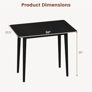 Rectangular Wooden Dining Table for 2-4 34 Inch Farmhouse Solid Wood Kitchen Table-Black view 5