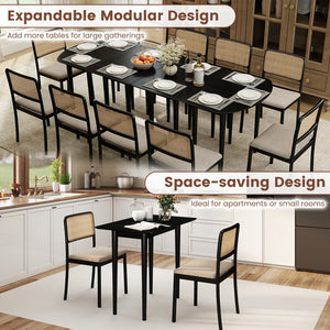 Rectangular Wooden Dining Table for 2-4 34 Inch Farmhouse Solid Wood Kitchen Table-Black view 8