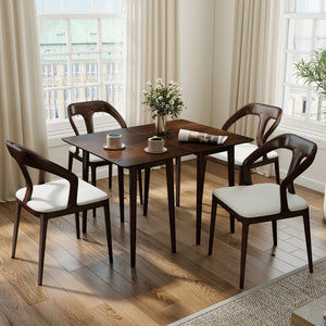 Rectangular Wooden Dining Table for 2-4 34 Inch Farmhouse Solid Wood Kitchen Table-Walnut view 3