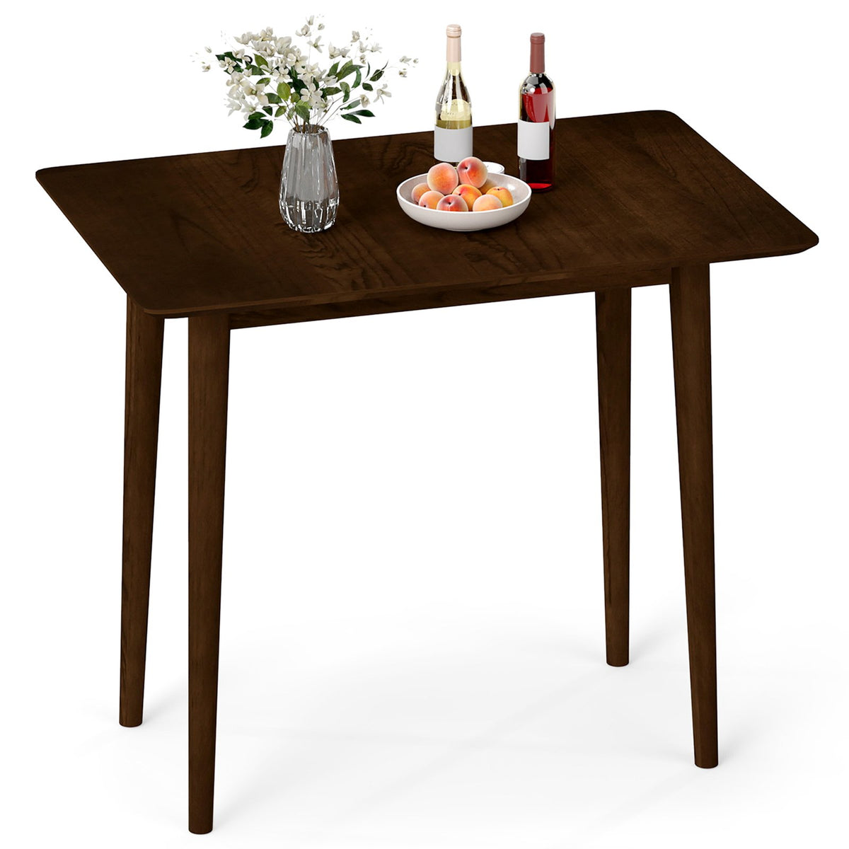 Rectangular Wooden Dining Table for 2-4 34 Inch Farmhouse Solid Wood Kitchen Table-Walnut view 4