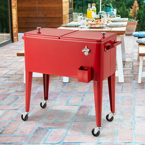 Red Portable Outdoor Patio Cooler Cart view 2