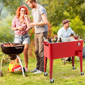 Red Portable Outdoor Patio Cooler Cart view 3