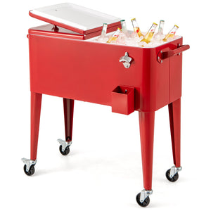 Red Portable Outdoor Patio Cooler Cart view 4