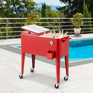 Red Portable Outdoor Patio Cooler Cart view 6