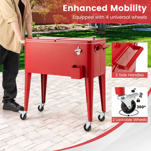 Red Portable Outdoor Patio Cooler Cart view 9