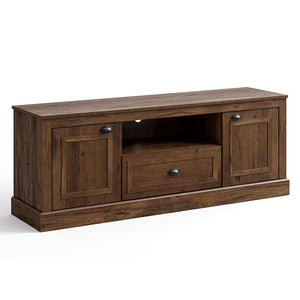 Retro Farmhouse TV Stand for 70 inches TVs with 2 Doors & Removable Shelves-Brown view 4