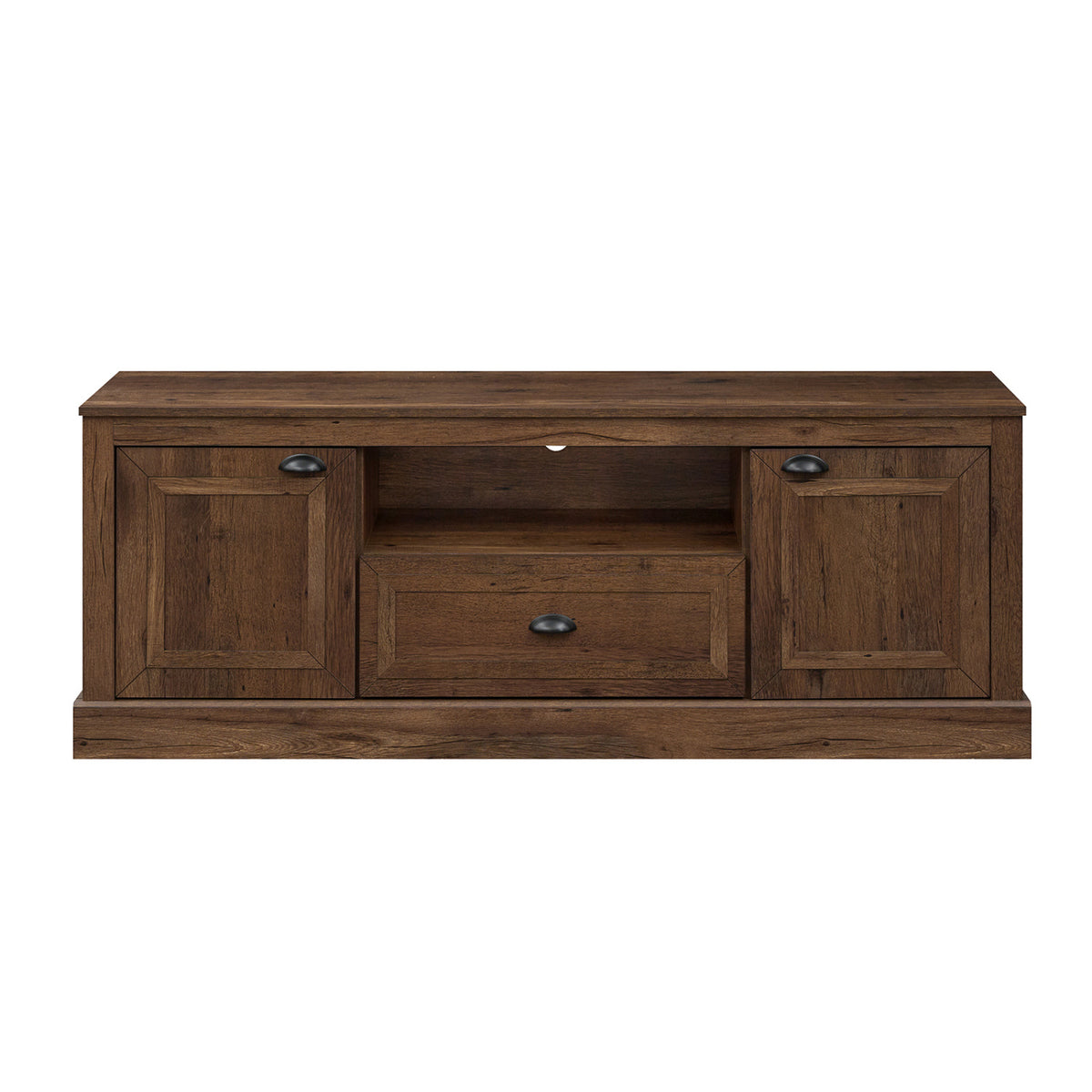 Retro Farmhouse TV Stand for 70 inches TVs with 2 Doors & Removable Shelves-Brown view 6