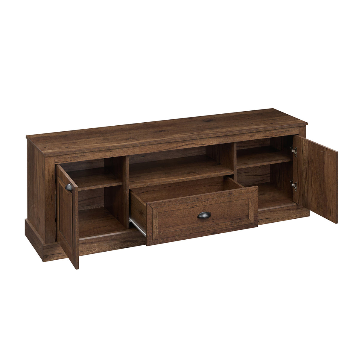 Retro Farmhouse TV Stand for 70 inches TVs with 2 Doors & Removable Shelves-Brown view 7
