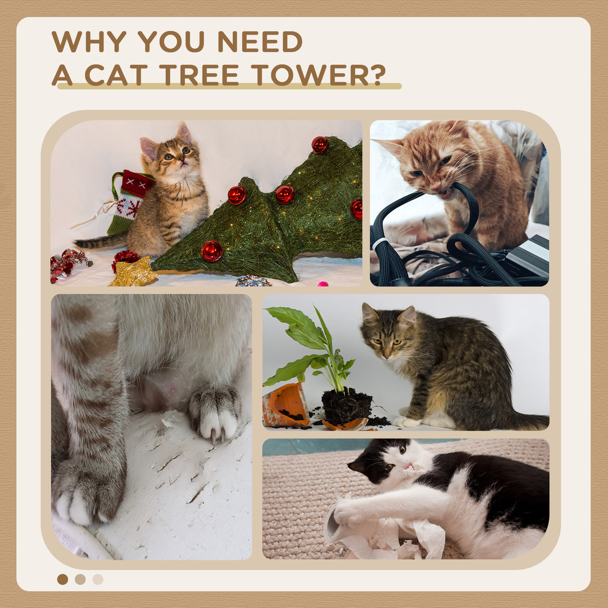 71-Inch Multi Level Scratching Cat Tree Kitty Condo  Activity Center with Toys, Beige