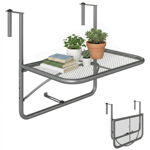 Adjustable Balcony Hanging Railing Table, Metal Mounting Mini Wall Desk Storage Rack – view 8