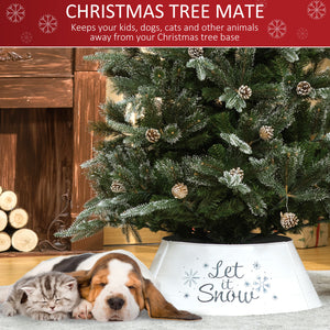 Metal Christmas Tree Collar, 26 Inch Round Christmas Tree Ring for Home Holiday Decoration, White