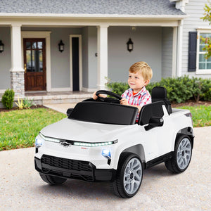 12V Ride on Car Truck Licensed Chevrolet with Remote Control Gift for 3+-White view 2