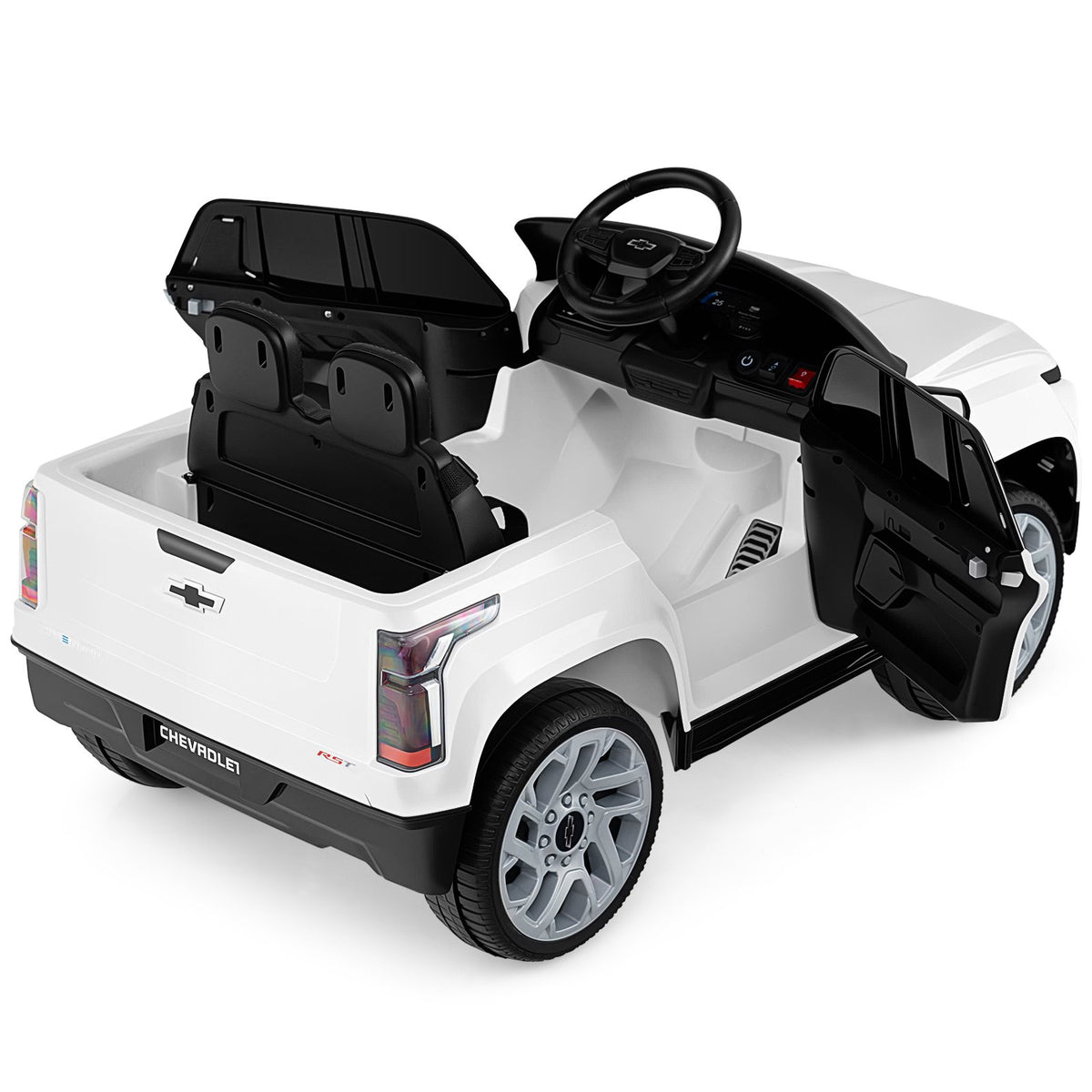 12V Ride on Car Truck Licensed Chevrolet with Remote Control Gift for 3+-White view 5