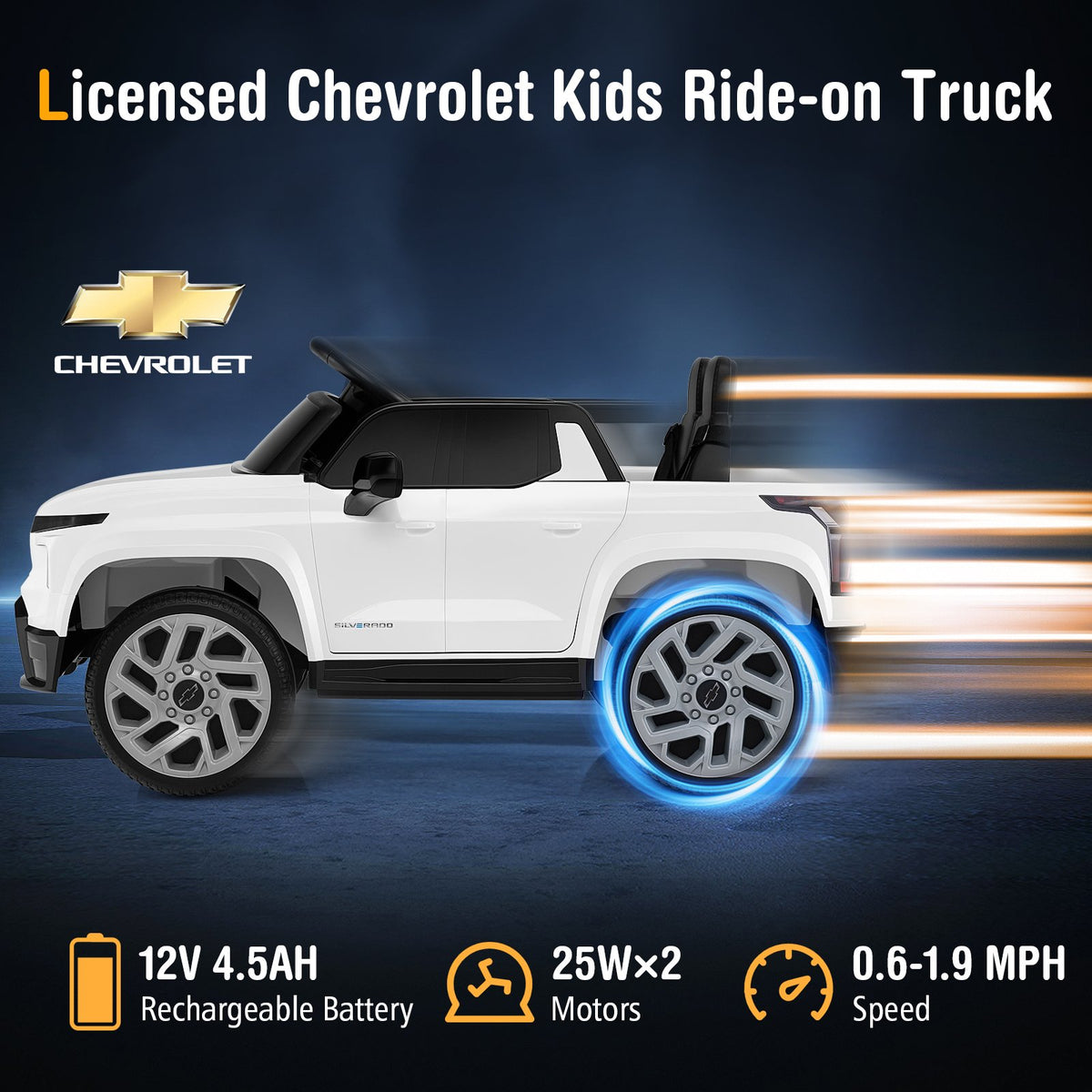 12V Ride on Car Truck Licensed Chevrolet with Remote Control Gift for 3+-White view 8