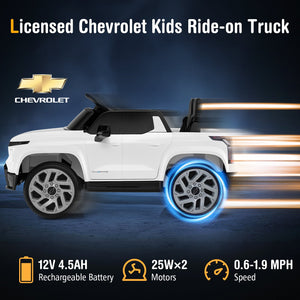 12V Ride on Car Truck Licensed Chevrolet with Remote Control Gift for 3+-White view 8