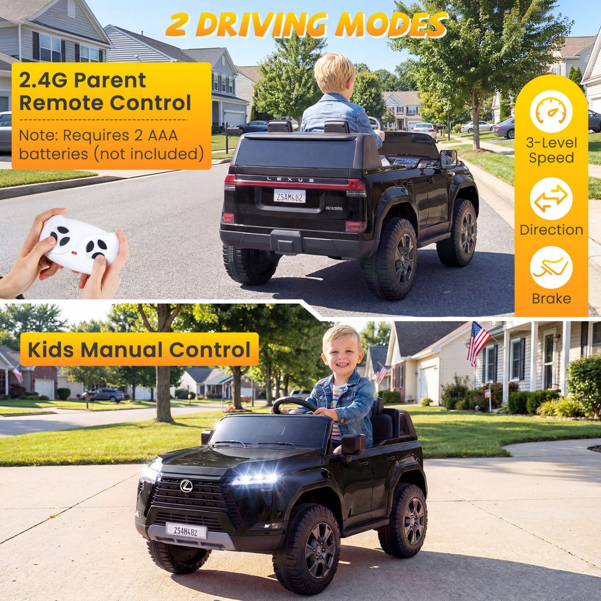 Ride on Car 24V 4WD Licensed LEXUS GX550 Electric Vehicle with Remote for Boys Girls Aged 3+-Black view 6